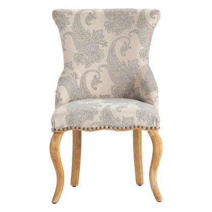 Fauteuil d'appoint gris clair à motif cachemire