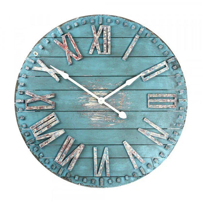 Horloge vintage bleu côtier vieilli