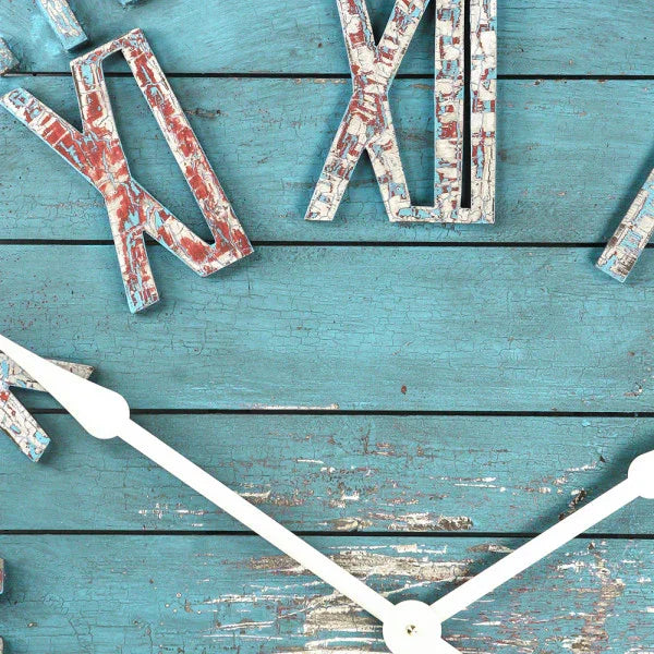 Horloge vintage bleu côtier vieilli