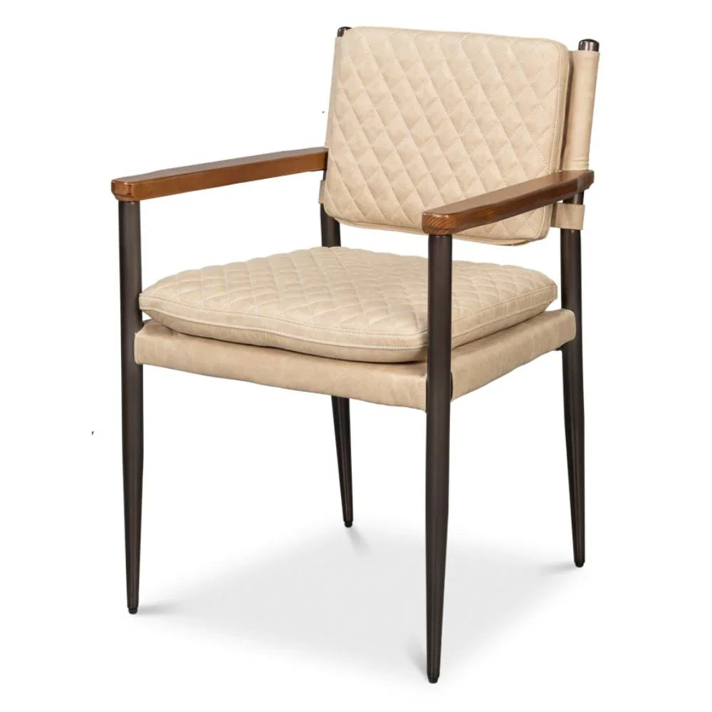 Fauteuil de salle à manger en cuir matelassé