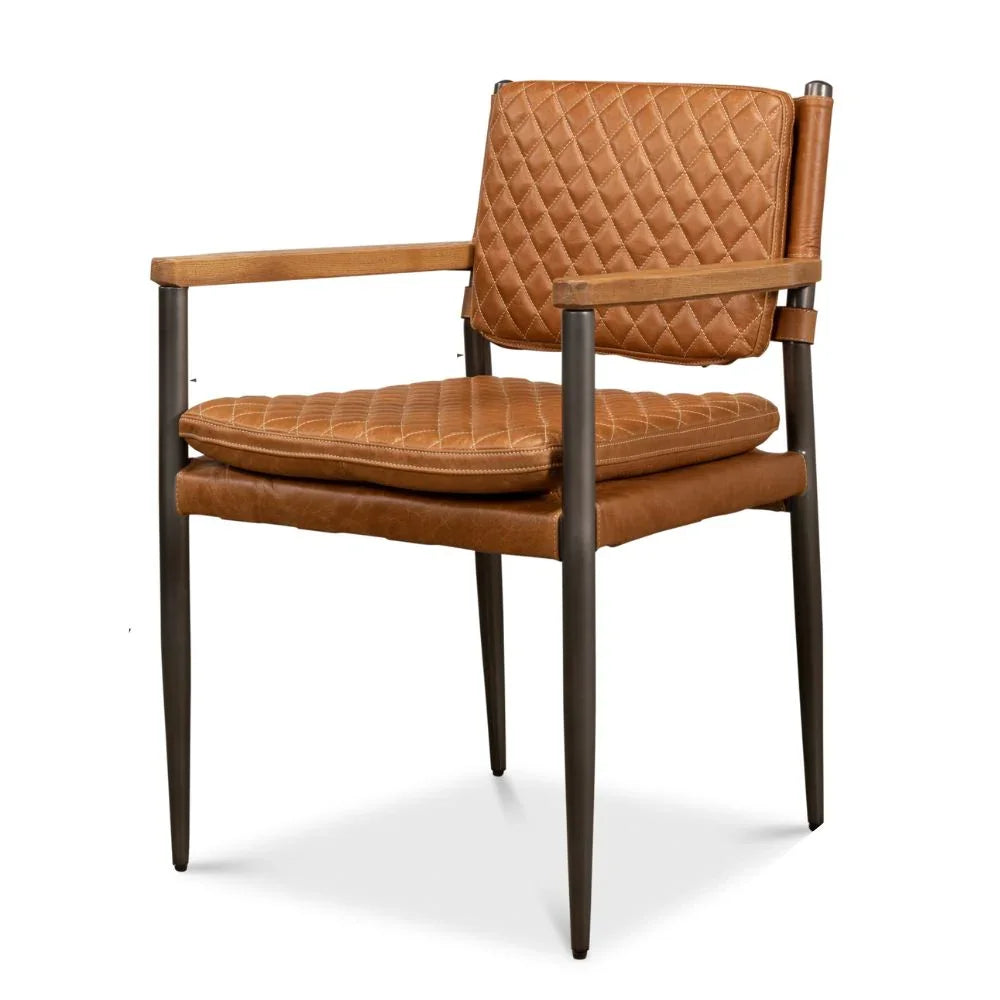 Fauteuil de salle à manger en cuir matelassé