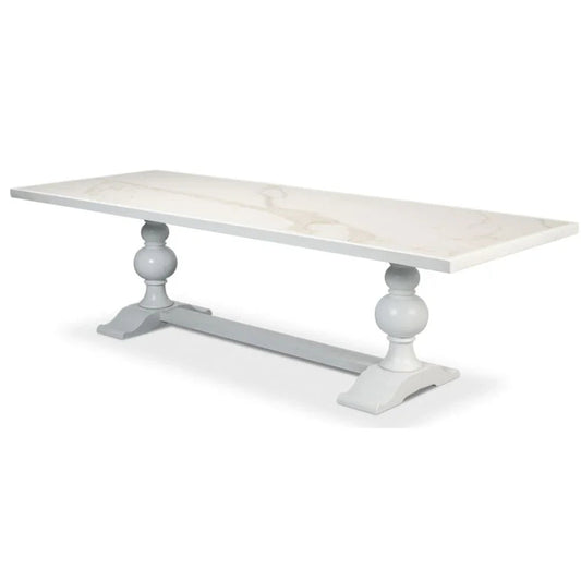 Table de salle à manger de style campagnard avec plateau en céramique White Zephyr