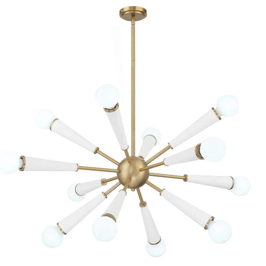 Lustre moderne blanc en laiton vieilli avec motif du zodiaque